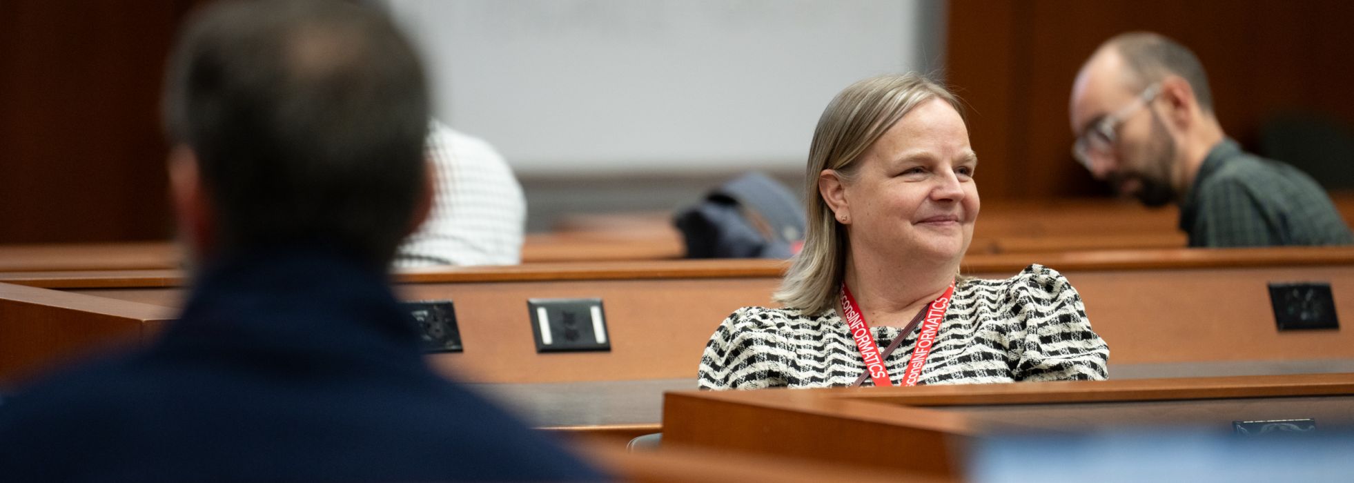 Dr. Heidi Twedt in the audience during the WisconsINFORMATICS conference