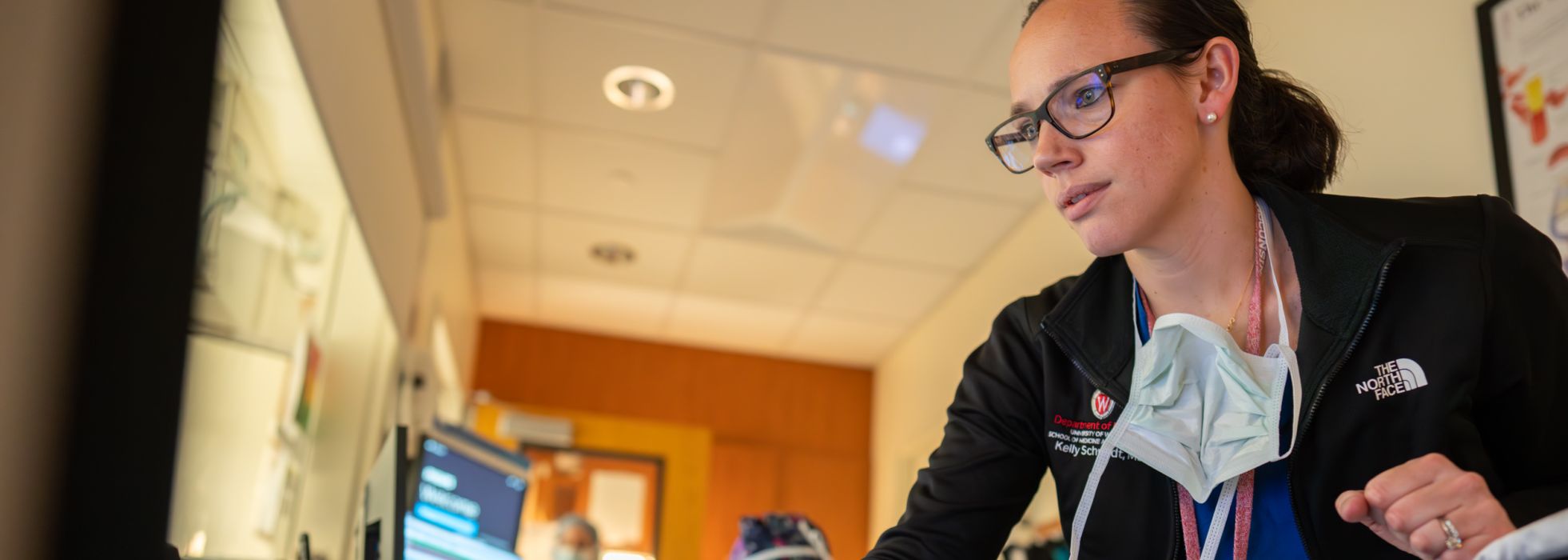 Dr. Kelly Schmidt in training simulation