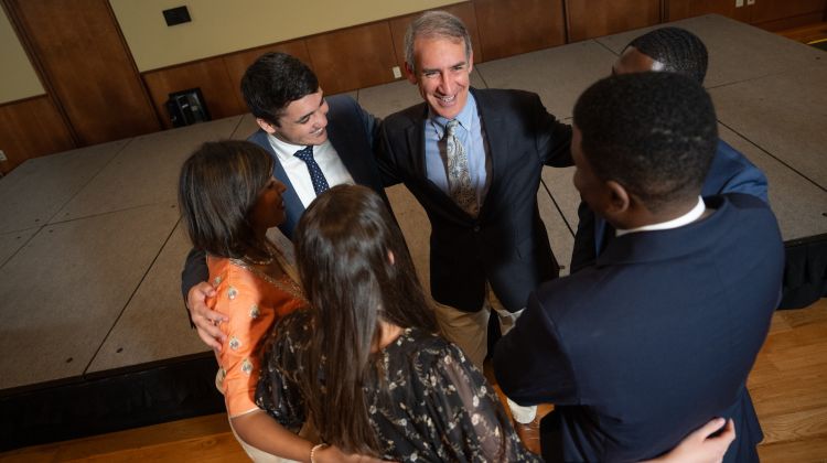 Dr. Jeremy Smith, center, with graduating internal medicine residents.