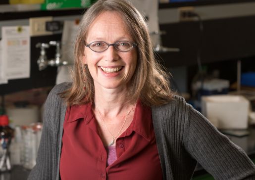 Dr. Rozalyn Anderson smiling in her lab.